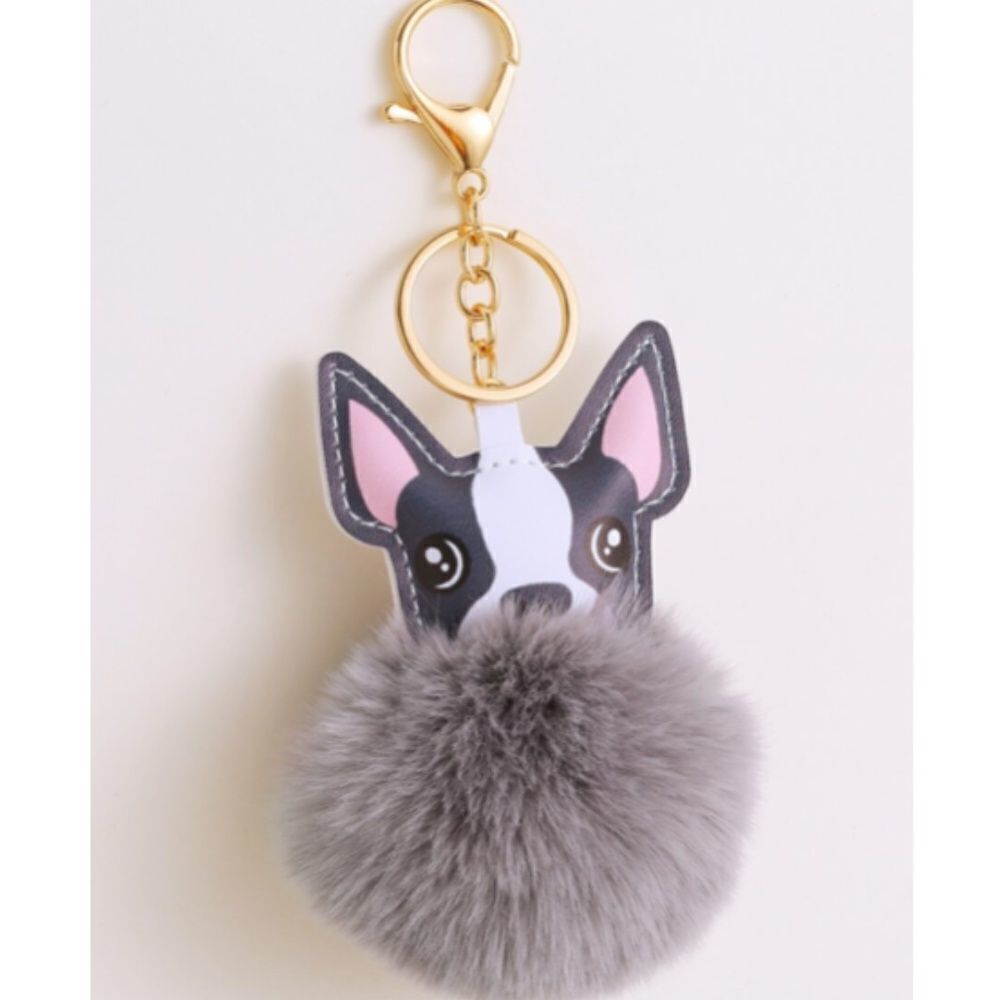 Pom Pom Dog Keychain